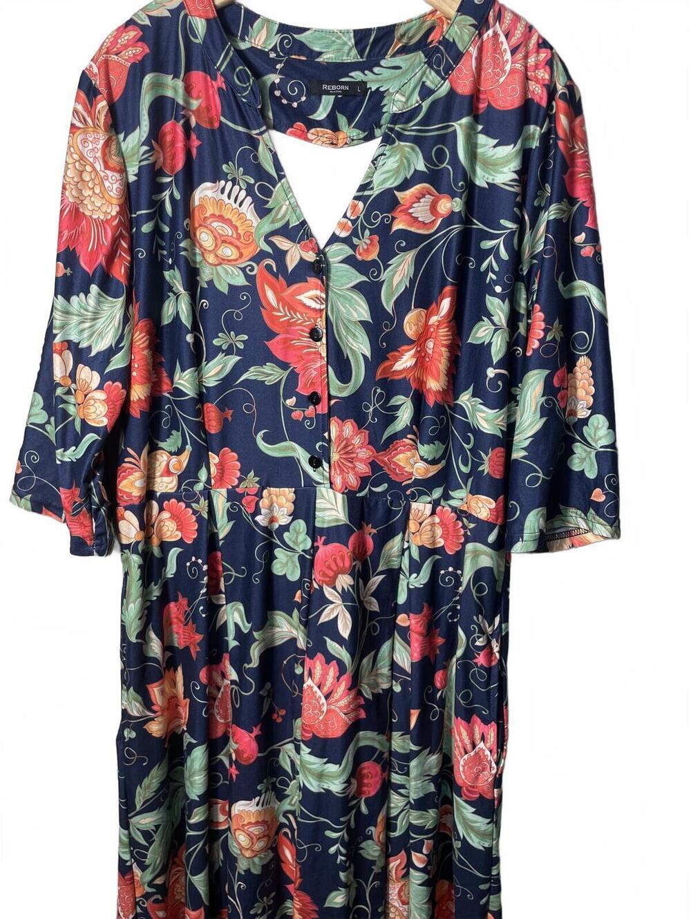 Reborn New York Floral Maxi Dress Women's Large Cottagecore